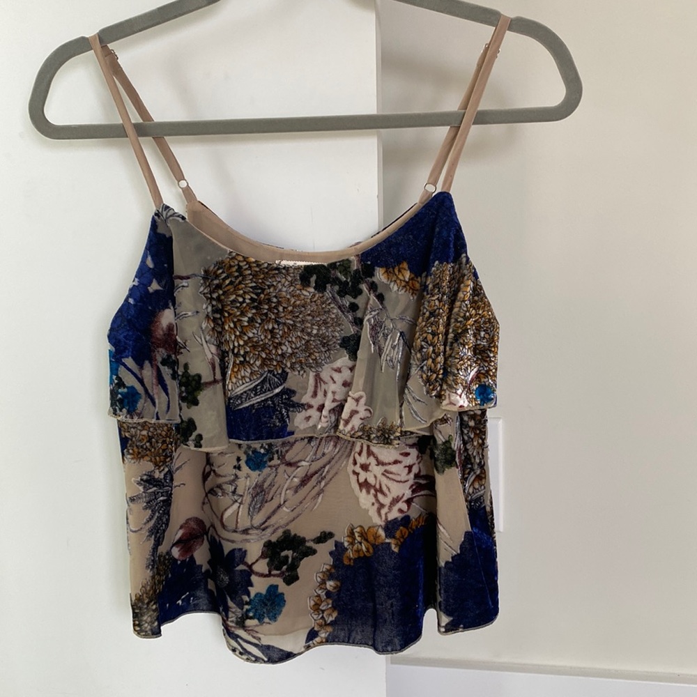 Willow & Clay velvet burnout tank, adjustable straps, size S